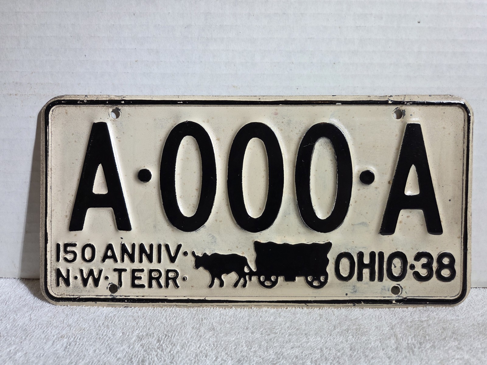 Vintage 1938 Ohio Sample License Plate 150th Anniversary Northwest Territory 
