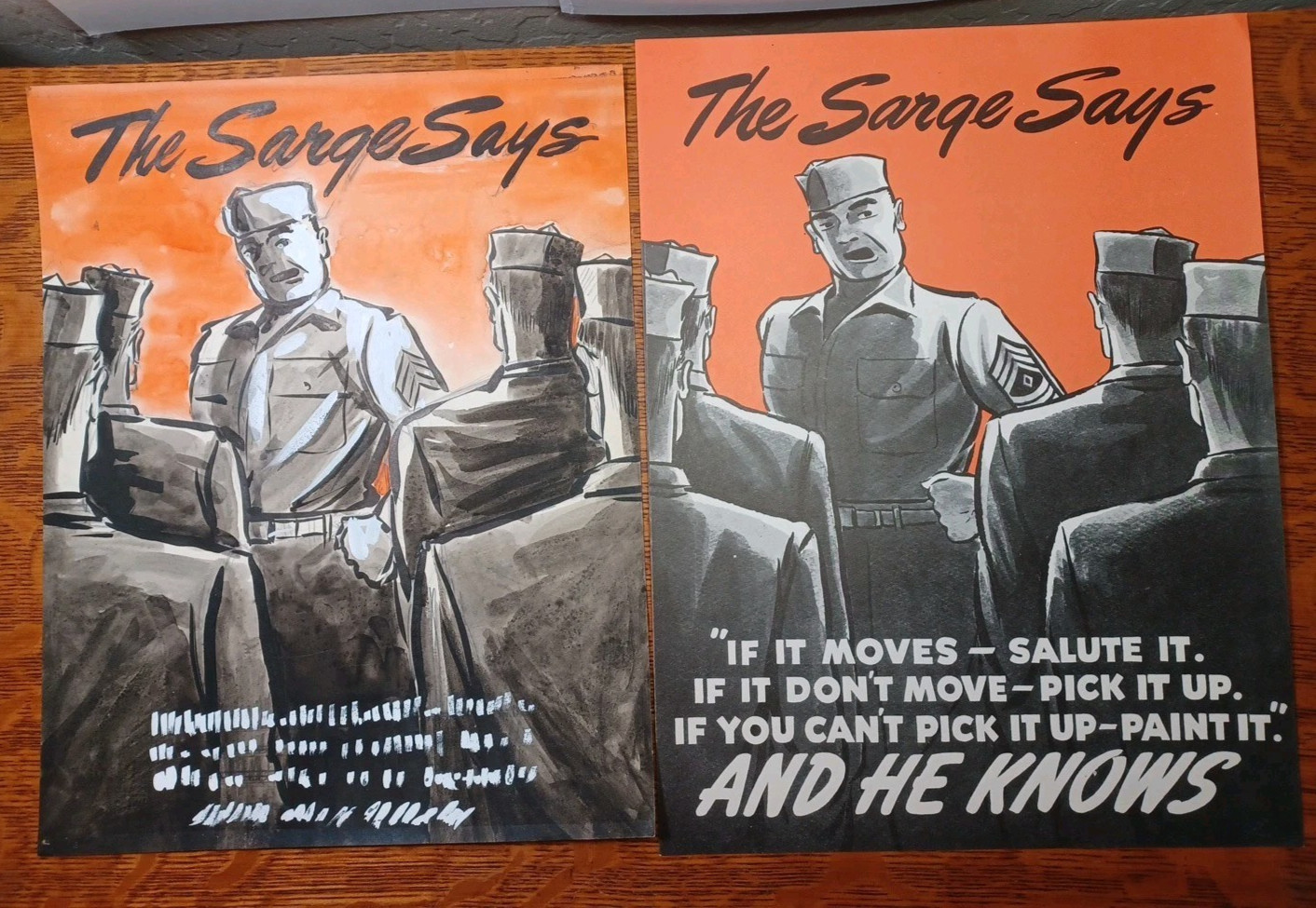 ORG WWII Poster If It Moves Salute It + Hand Painted Watercolor Artwork RRGS3