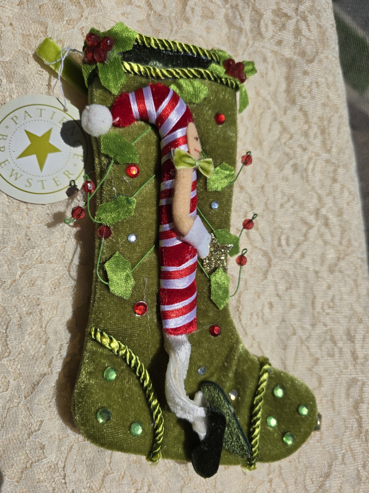 Rare Patience Brewster Mini Stocking Ornament Christmas Holiday Candy Cane Man Rare Patience Brewster Mini Stocking Ornament Christmas Holiday Candy Cane Man
