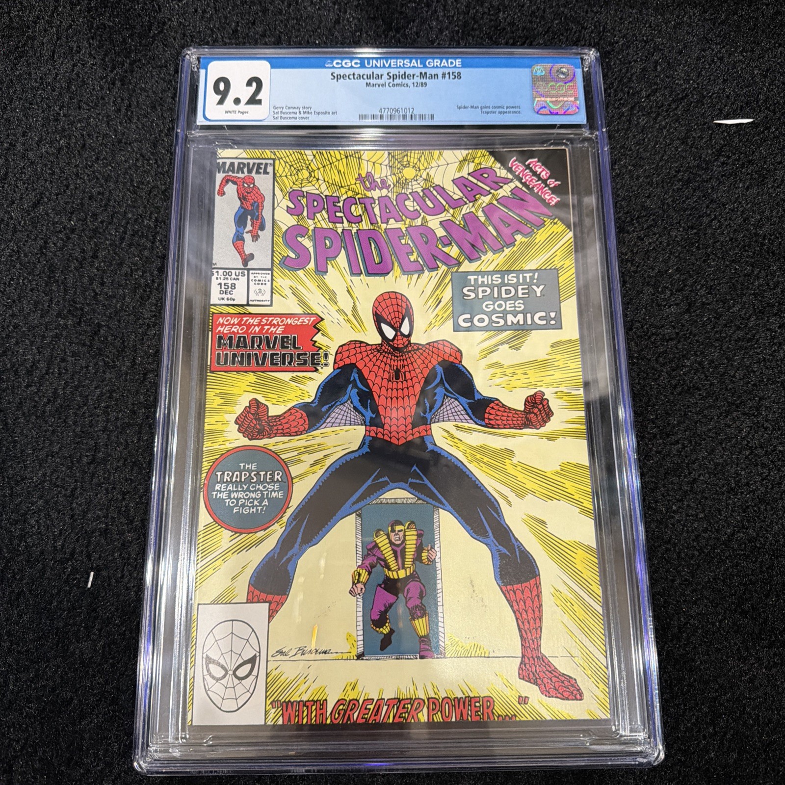 The Spectacular Spider-man #158 CGC 9.2 White Page Cosmic Spider-Man Very Hot The Spectacular Spider-man #158 CGC 9.2 White Page Cosmic Spider-Man Very Hot