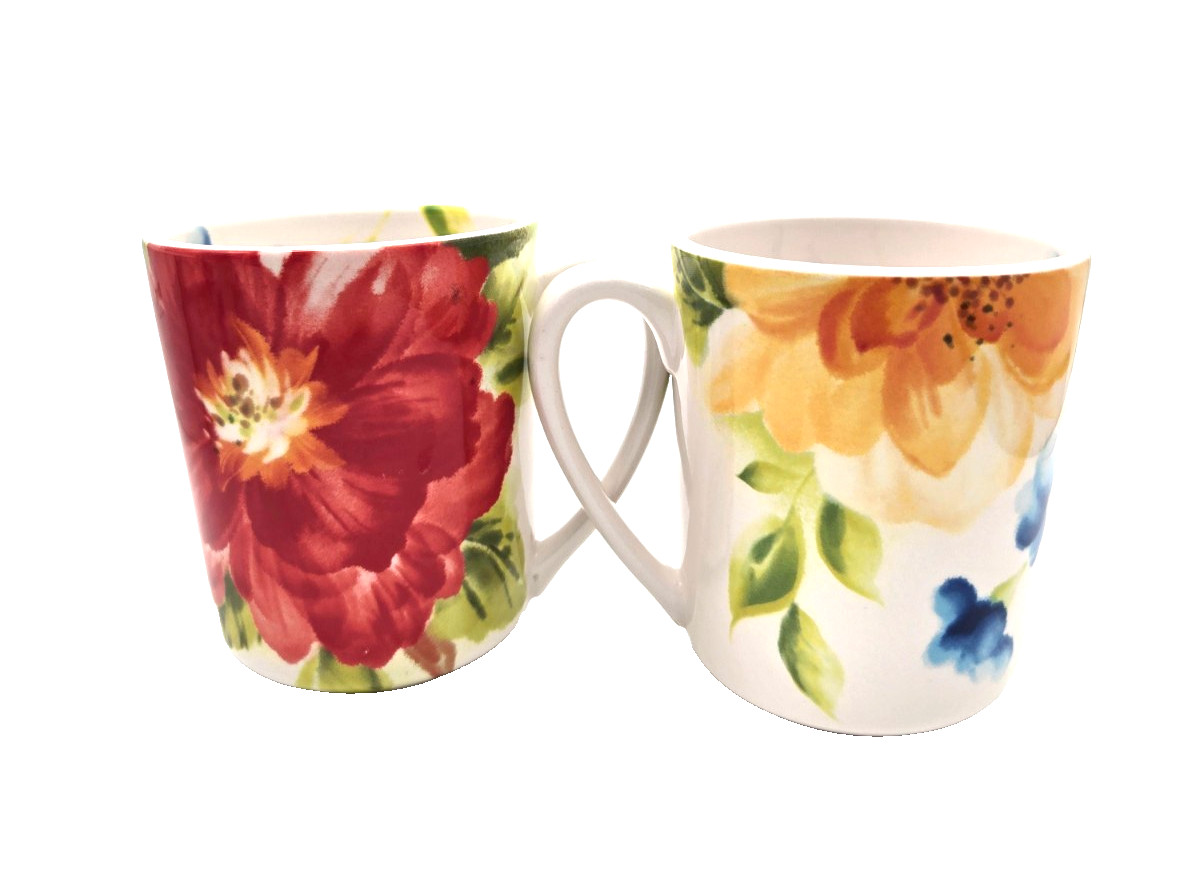 PIER 1 Imports AMELIA Floral Mugs 16oz Set of 2