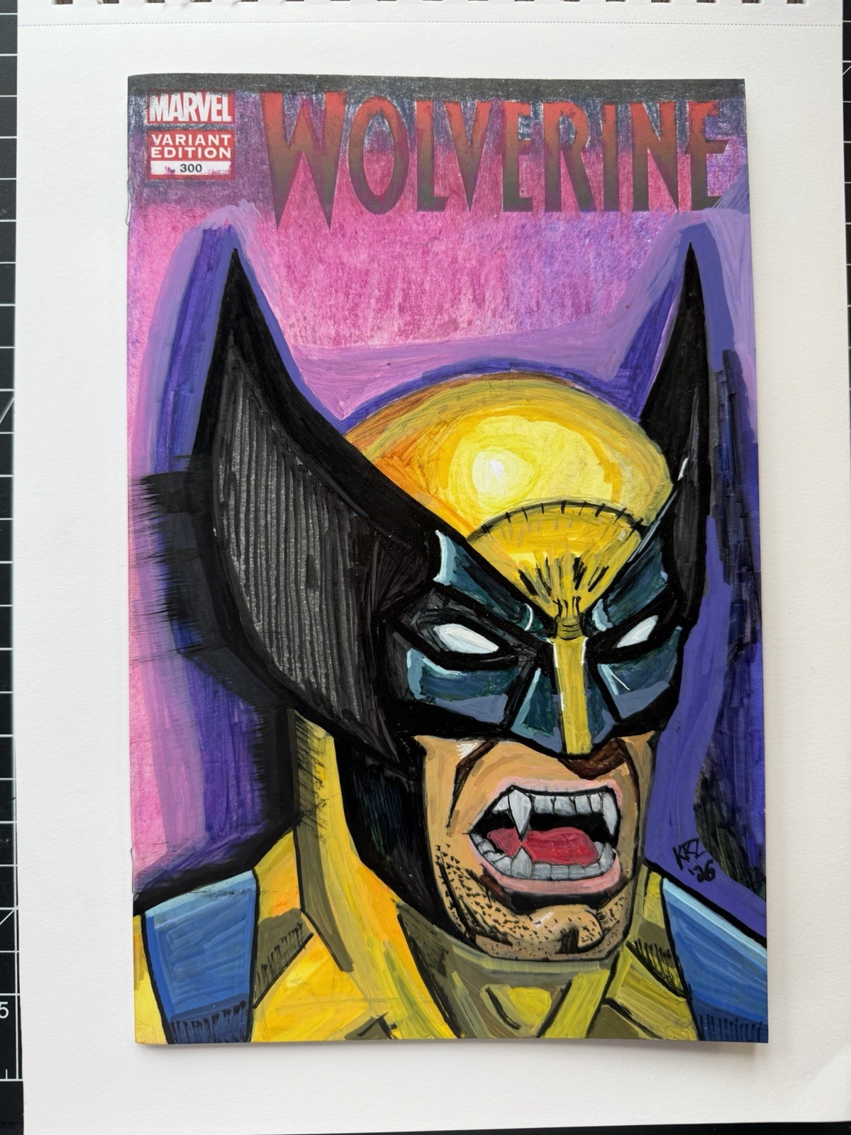 Marvel Wolverine #300 sketch comic cover Acrylic Colored Pencil Copic Art