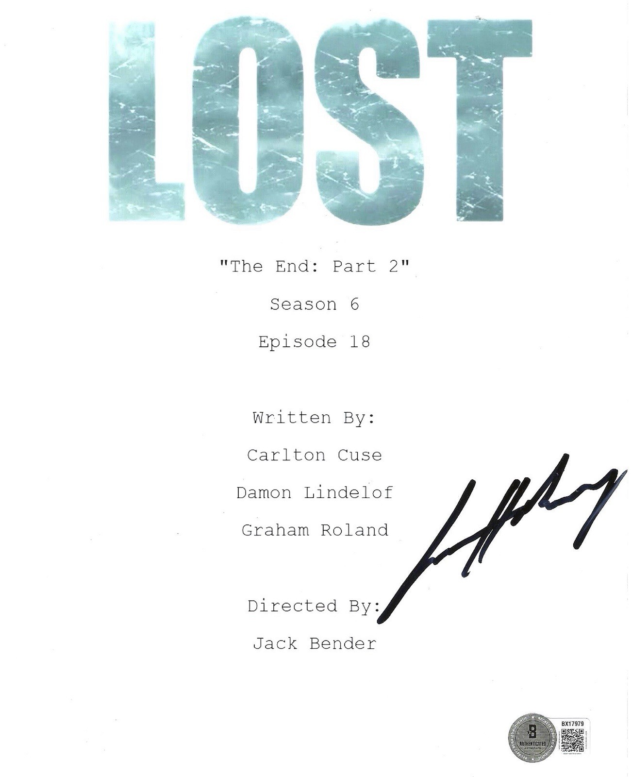 JOSH HOLLOWAY SIGNED LOST TV SHOW THE END SCRIPT JAMES SAWYER FORD - BECKETT COA