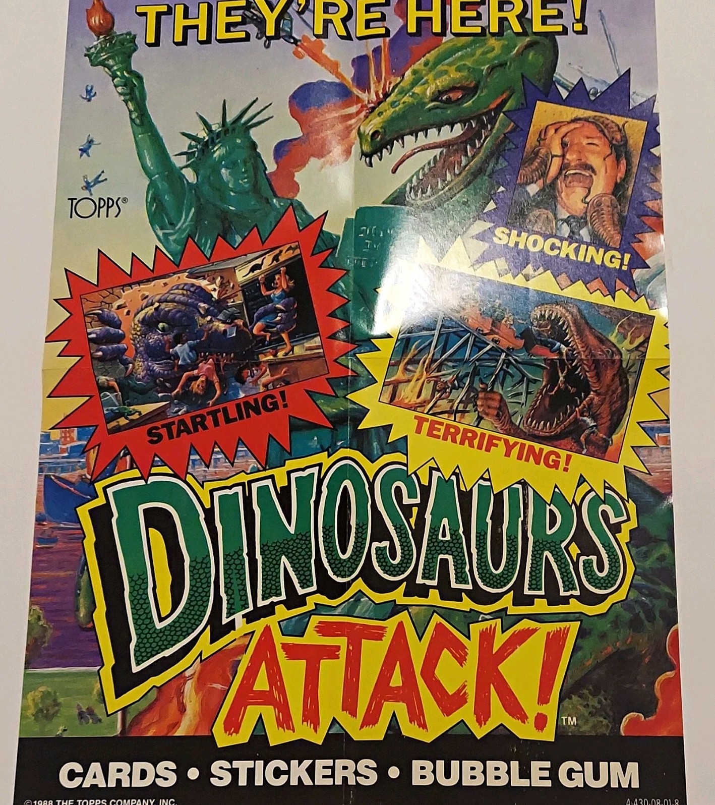 1988 Topps Dinosaurs Attack Window Display Poster NM-MT Condition 1988 Topps Dinosaurs Attack Window Display Poster NM-MT Condition