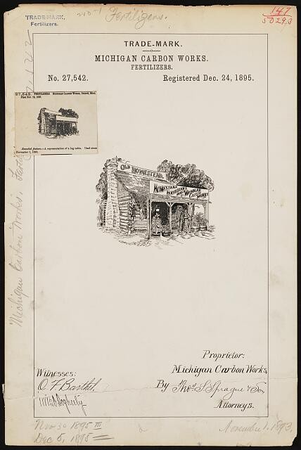 Michigan Carbon Works Homestead Fertilizers Trade Mark 1890s Illustration