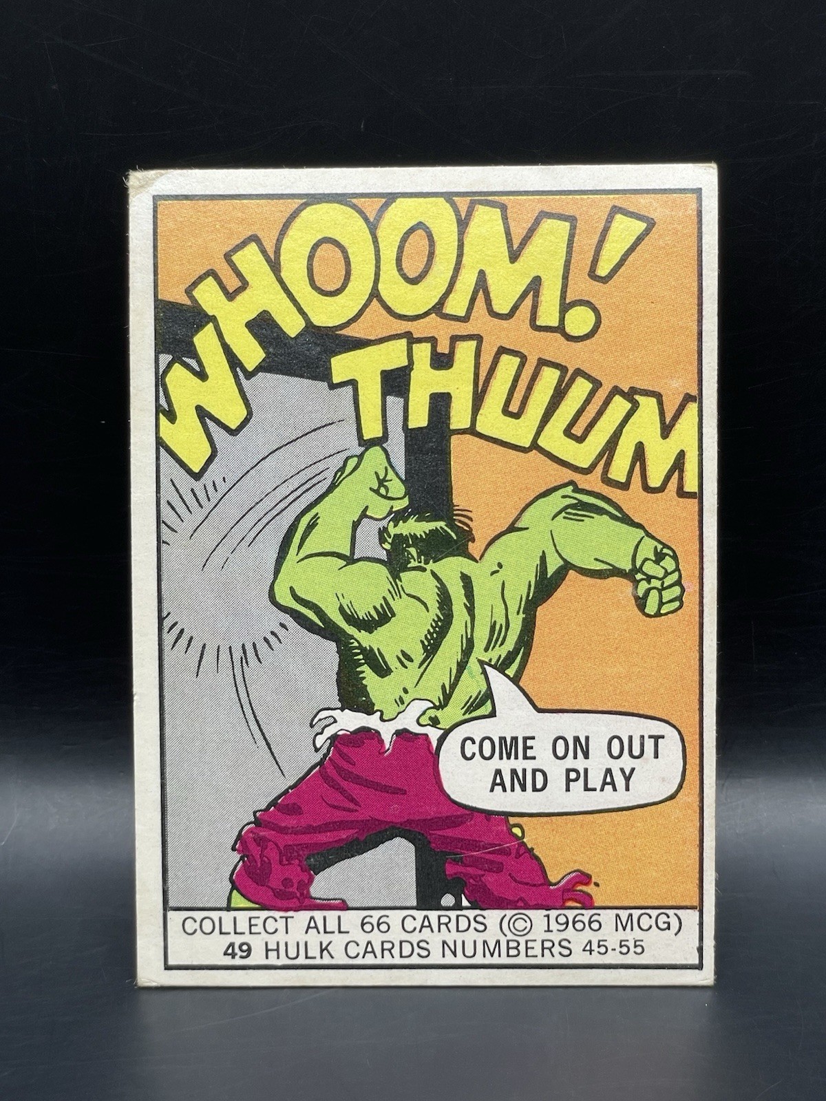 1966 Donruss Marvel Super Heroes card #49 - Hulk COME OUT AND PLAY 1966 Donruss Marvel Super Heroes card #49 - Hulk COME OUT AND PLAY