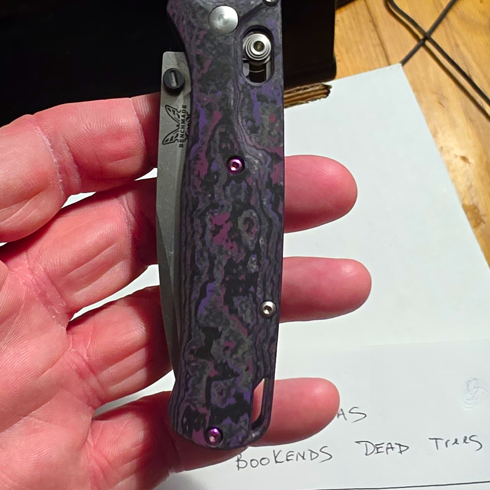 Benchmade Bugout 20CV G10 Purple/Black Liner Lock Drop Point Manual Clip