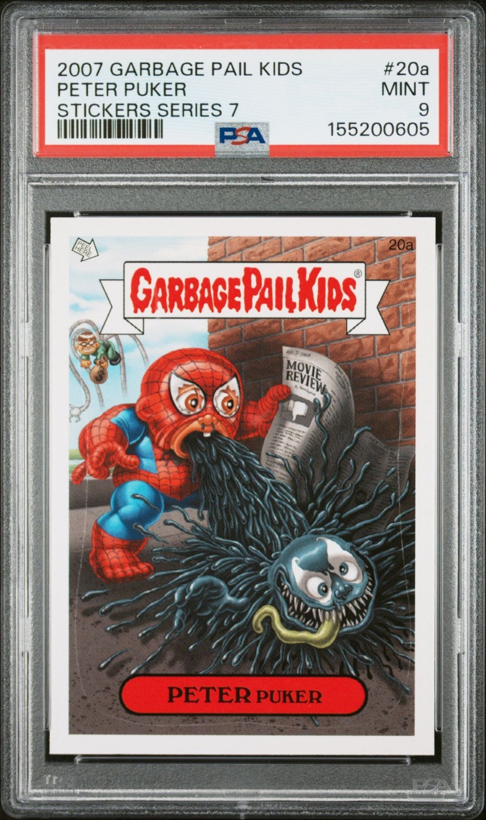 2007 Garbage Pail Kids All-New Series 7 ANS7 PETER PUKER 20a PSA 9 Spider-Man