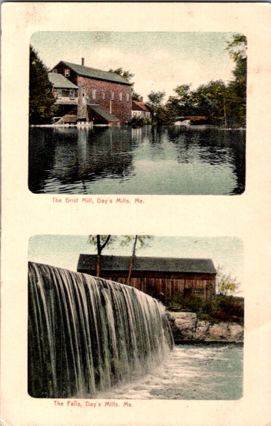  Multi View Postcard The Grist Mill & The Falls Day's Mills ME Maine 1908  G-327