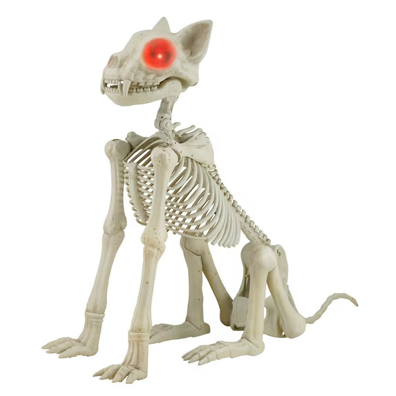 Way To Celebrate Animated Skeleton Cat Halloween Decoration, Beige, 60 in Way To Celebrate Animated Skeleton Cat Halloween Decoration, Beige, 60 in