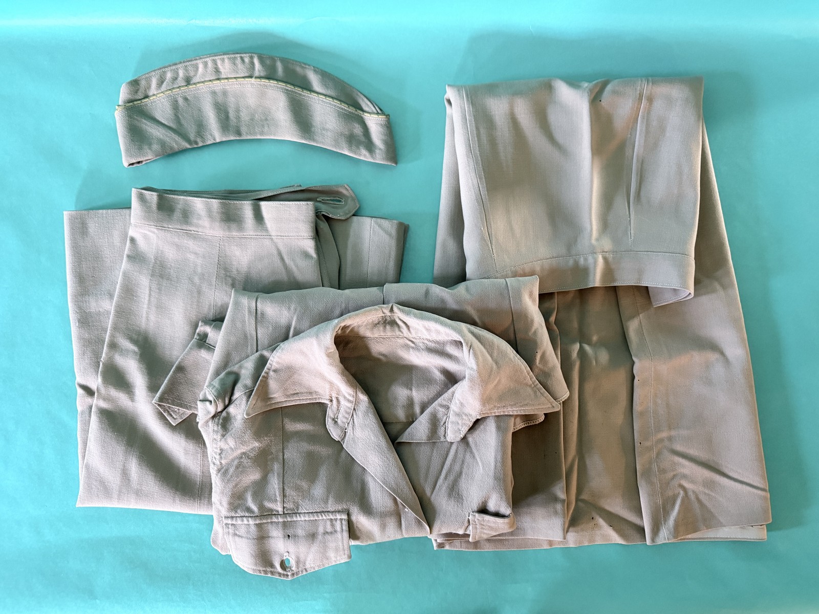WWII WAC Women's Army Corps Khaki Cotton Shirt Skirts Garrison Cap Named Lot