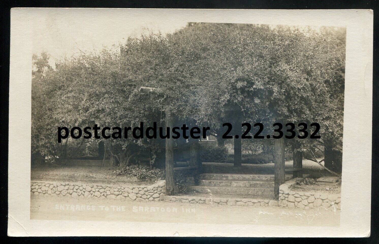 SARATOGA California 1927 Inn Entrance. Real Photo Postcard