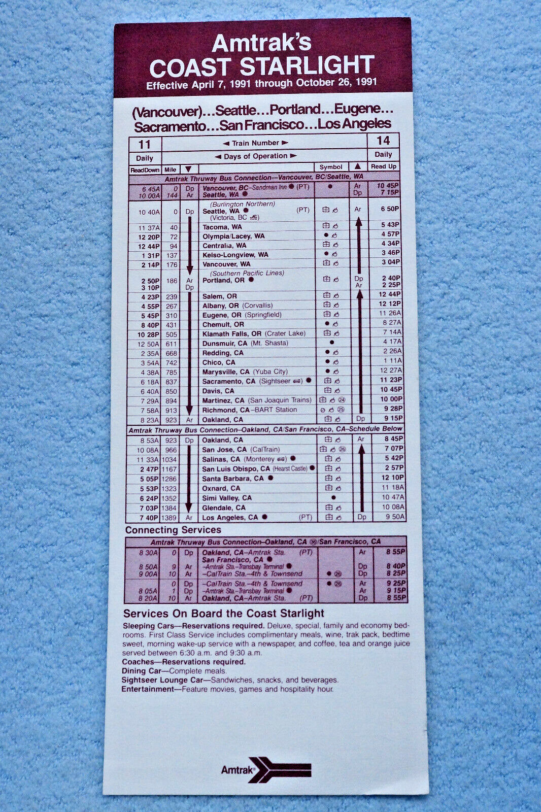 Amtrak's Coast Starlight April 7, 1991 Amtrak's Coast Starlight April 7, 1991