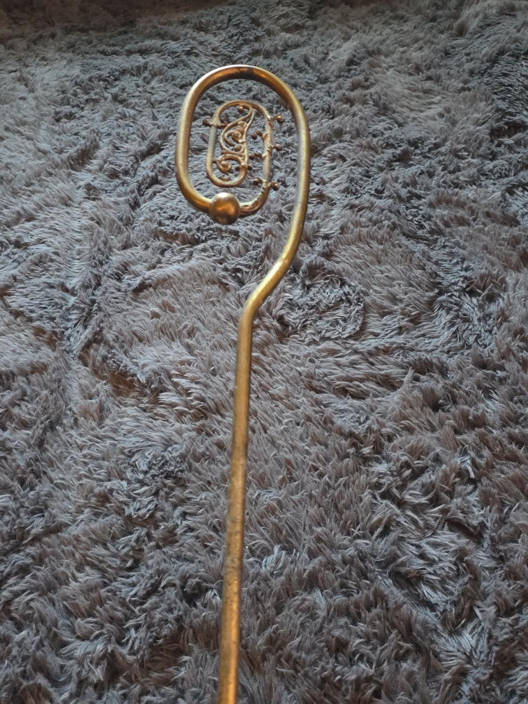 Antique Brass Bishop Crozier Pastoral Staff Church Processional Ornate 36