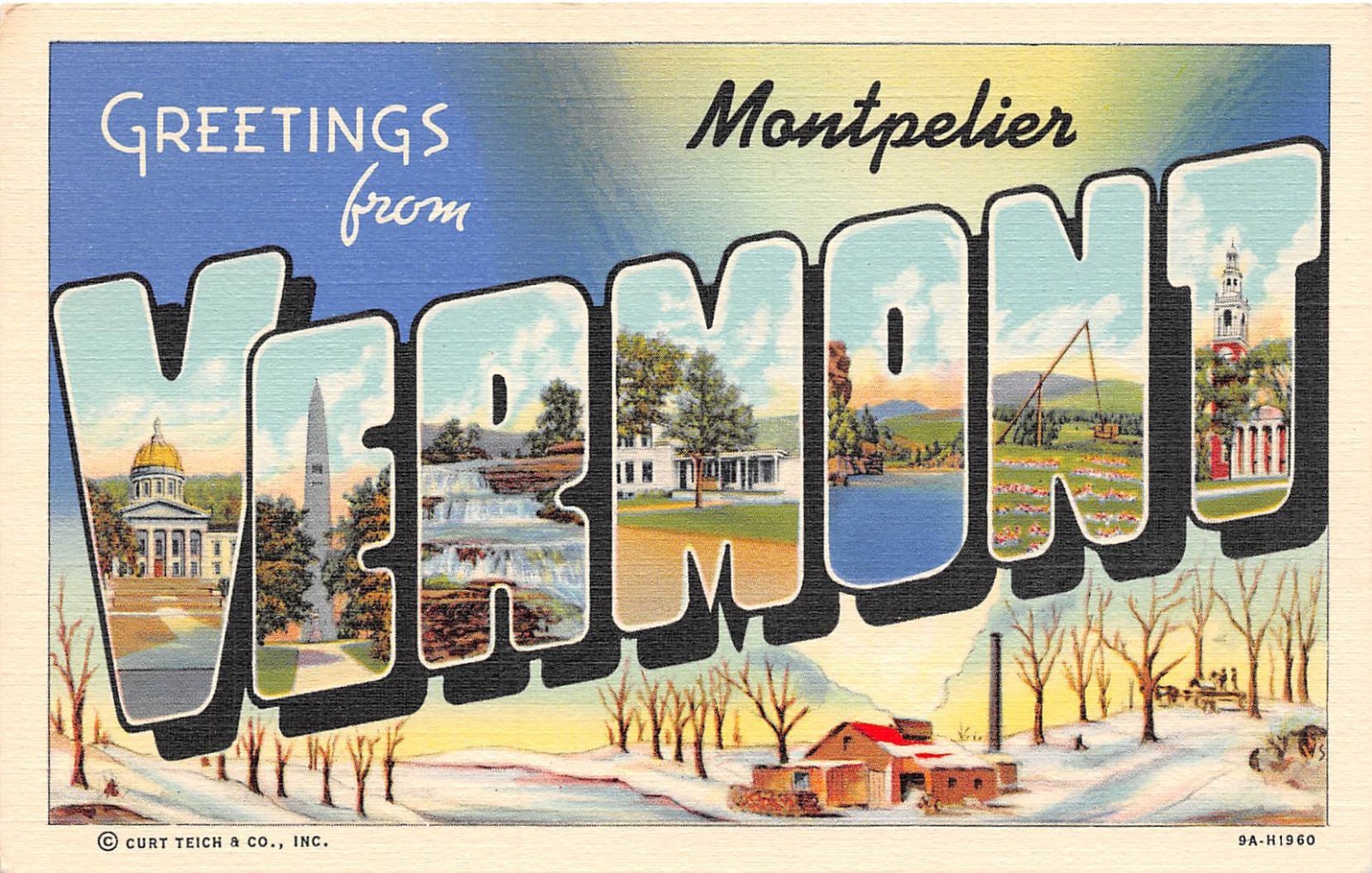 1940 Montpelier Vermont VT From Large Letter Linen 9A-H1960 Postcard 1940 Montpelier Vermont VT From Large Letter Linen 9A-H1960 Postcard