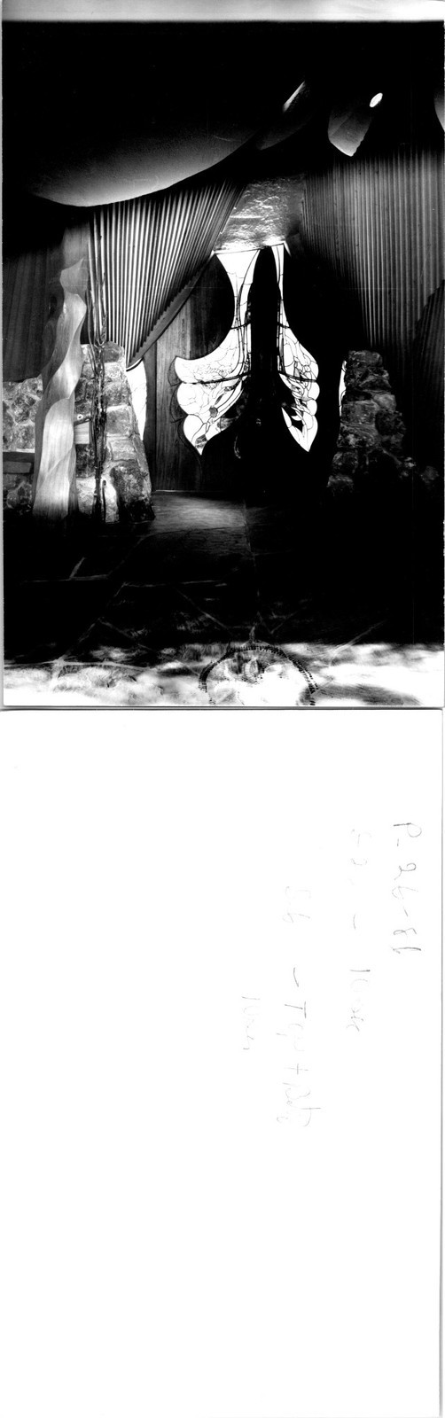 Unusual architecture inside of building B+W Found Photo V2967