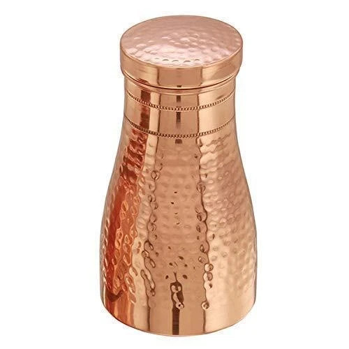 Pure Copper Hammered Bedroom Water Bottle Jar Ayurveda Health Benefits 1000 ML