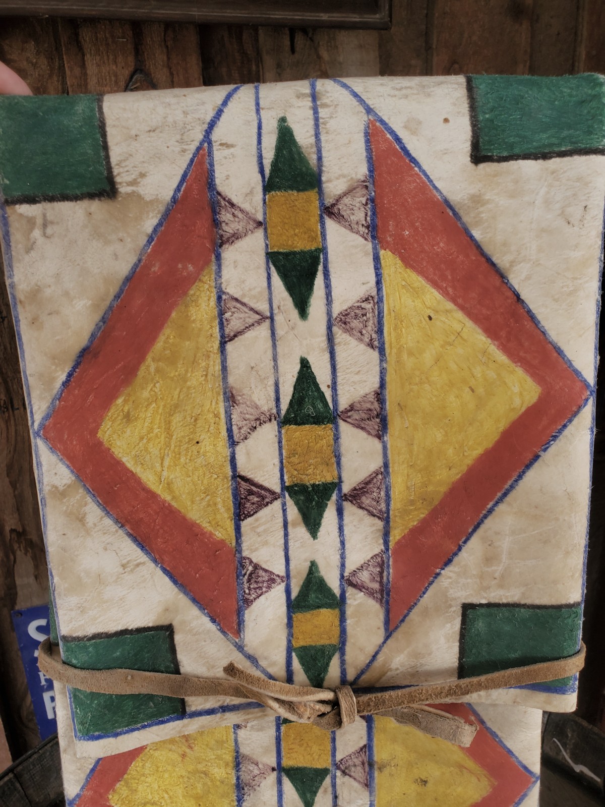 Antique OLD Native American Indian 19th c. Plateau Painted Parfleche envelope Antique OLD Native American Indian 19th c. Plateau Painted Parfleche envelope