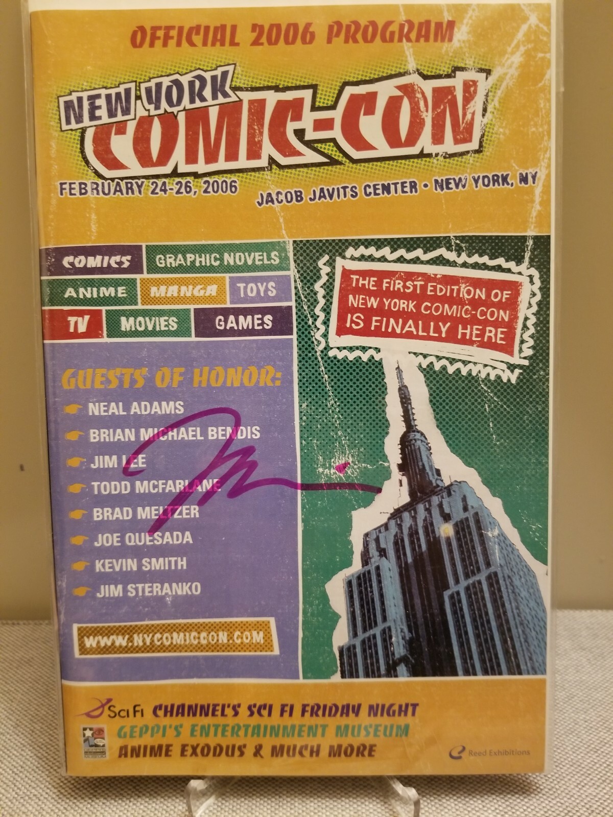 🔥RARE 1st New York COMIC CON 2006 PROGRAM, SIGNED JIM LEE +DC Comix Fandex NYCC