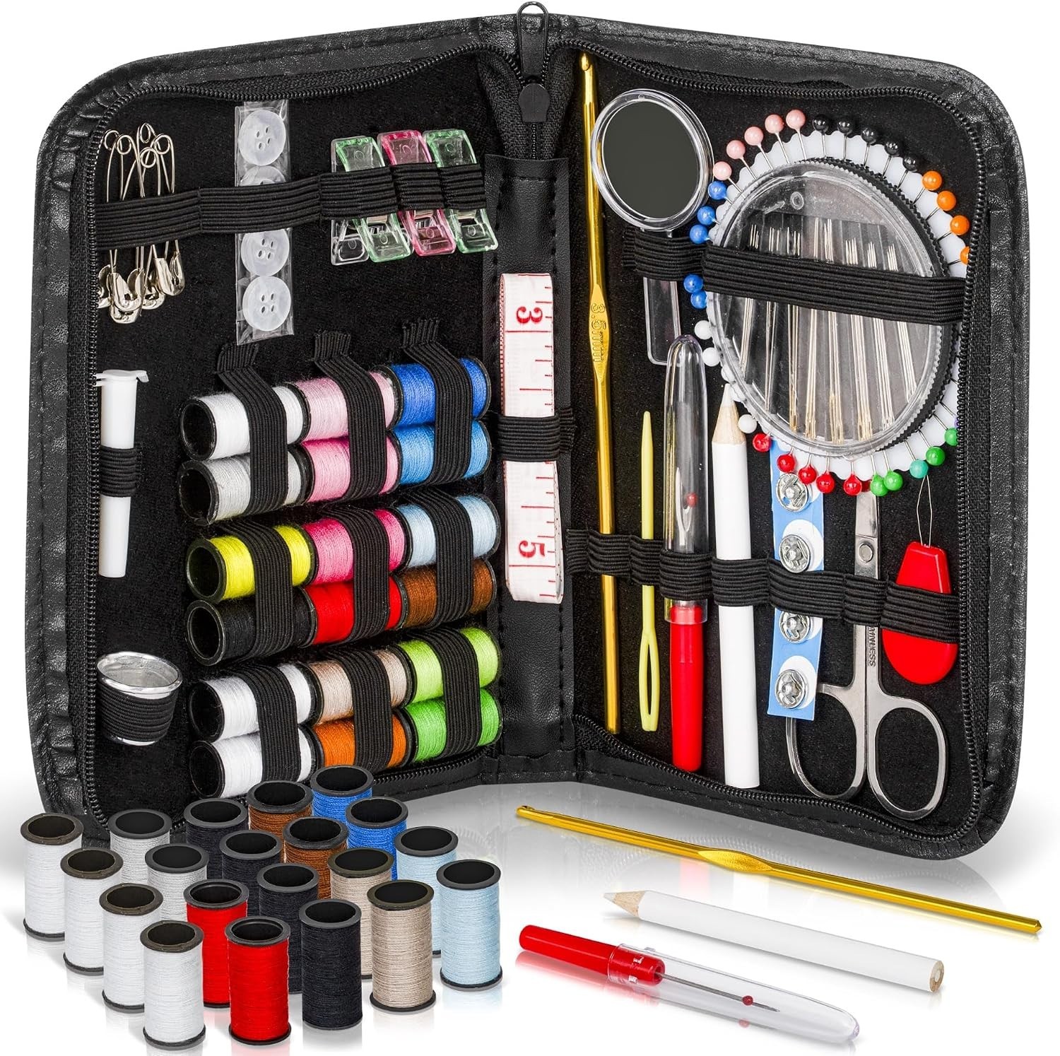 142PCS Sewing Kit Beginner Travel Repair Set Thread Needles Scissors Thimble
