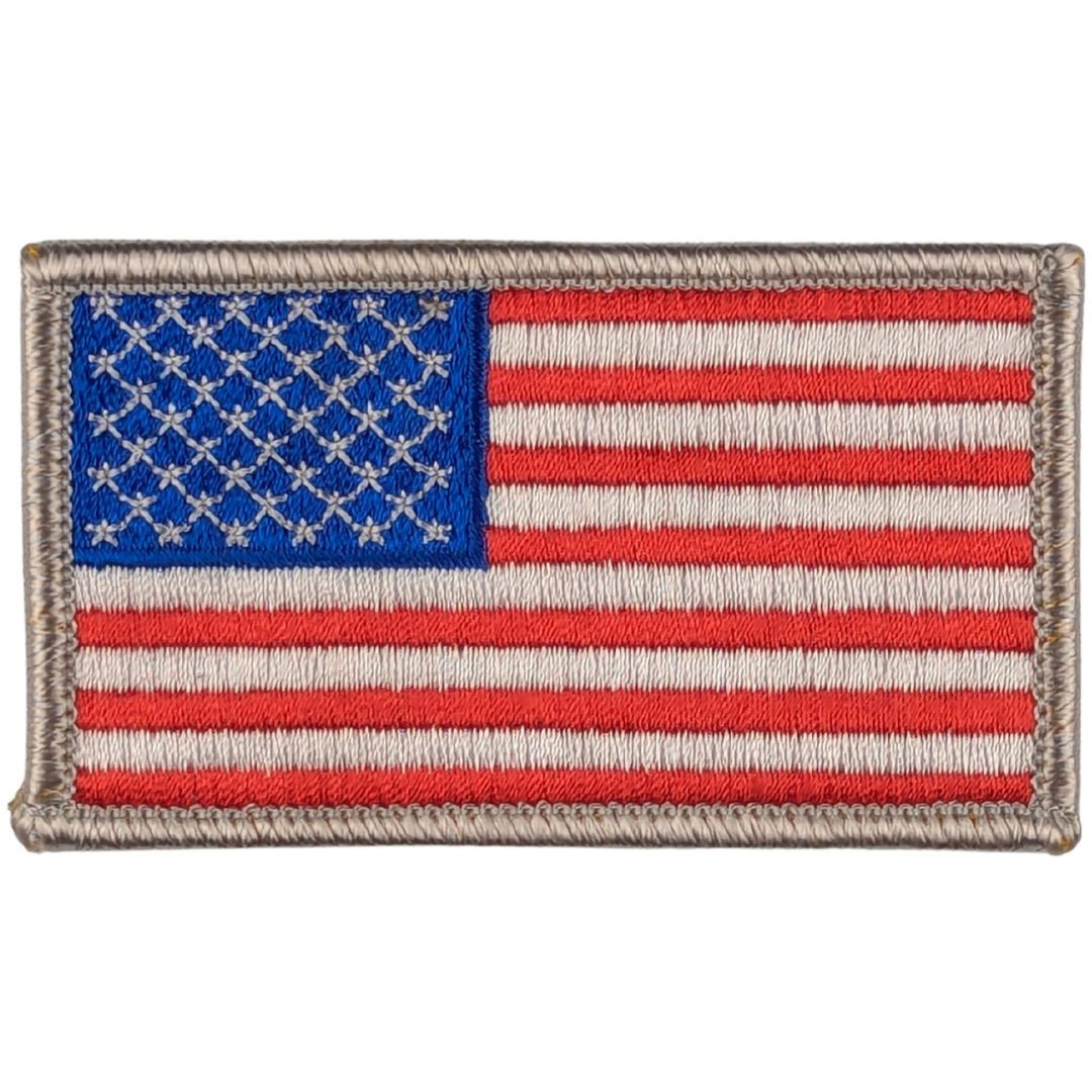 American Flag Patch - Full Color Sew-On Patch - Silver Border American Flag Patch - Full Color Sew-On Patch - Silver Border