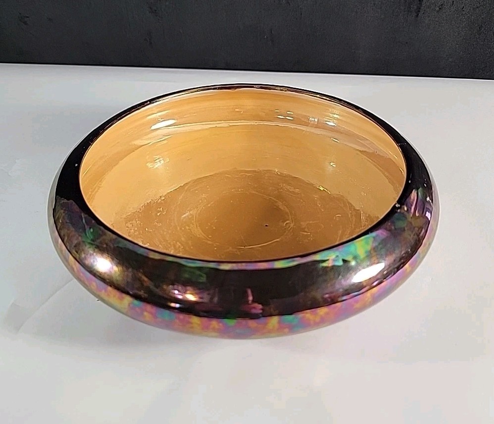 Vintage Japanese Lusterware Planter Lotus Bowl Hand Painted, Irridescent 9.5\ Vintage Japanese Lusterware Planter Lotus Bowl Hand Painted, Irridescent 9.5\