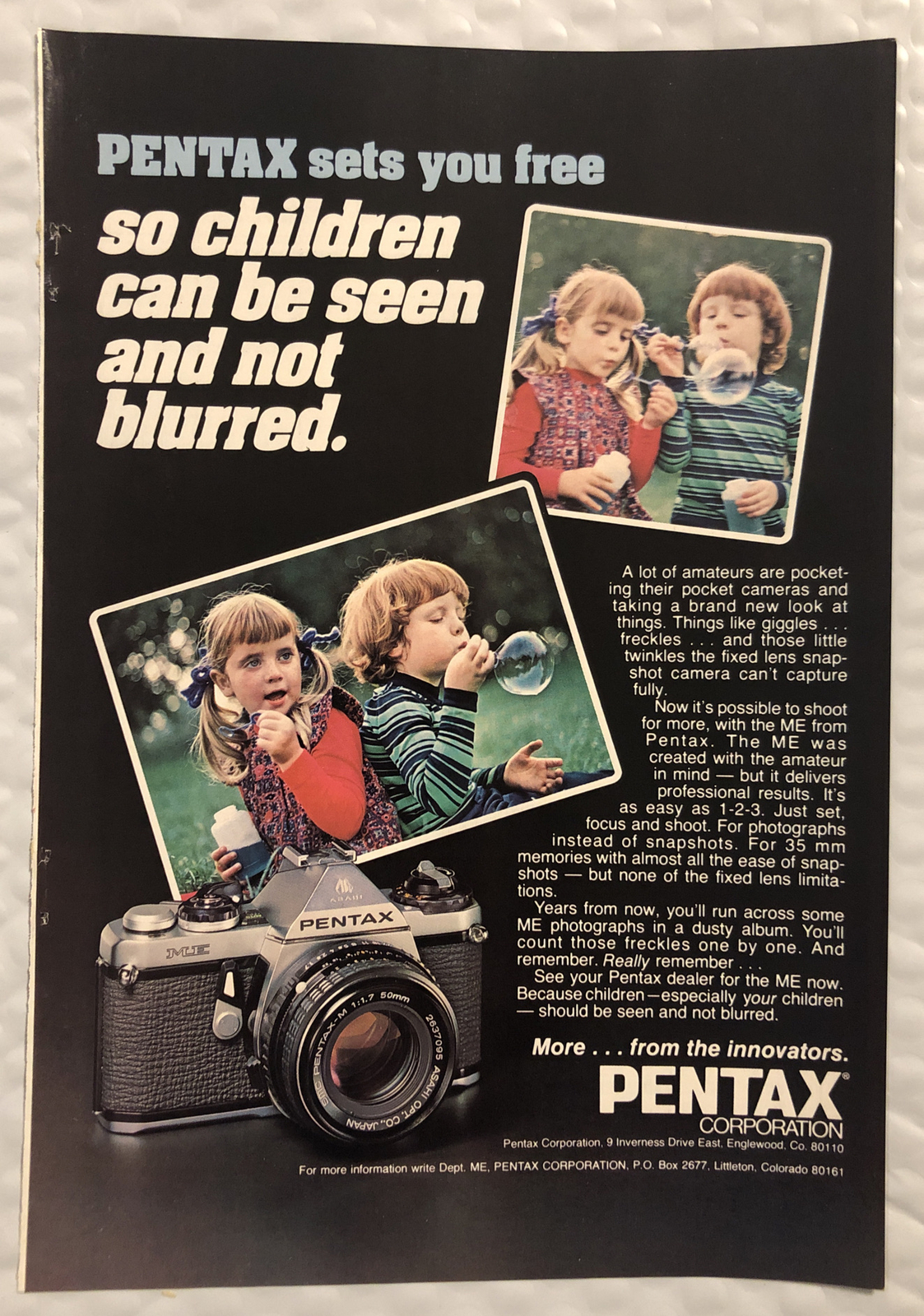 1978 Pentax Original Print Ad Full Page - Seen And Not Blurred Vintage 1978 Pentax Original Print Ad Full Page - Seen And Not Blurred Vintage