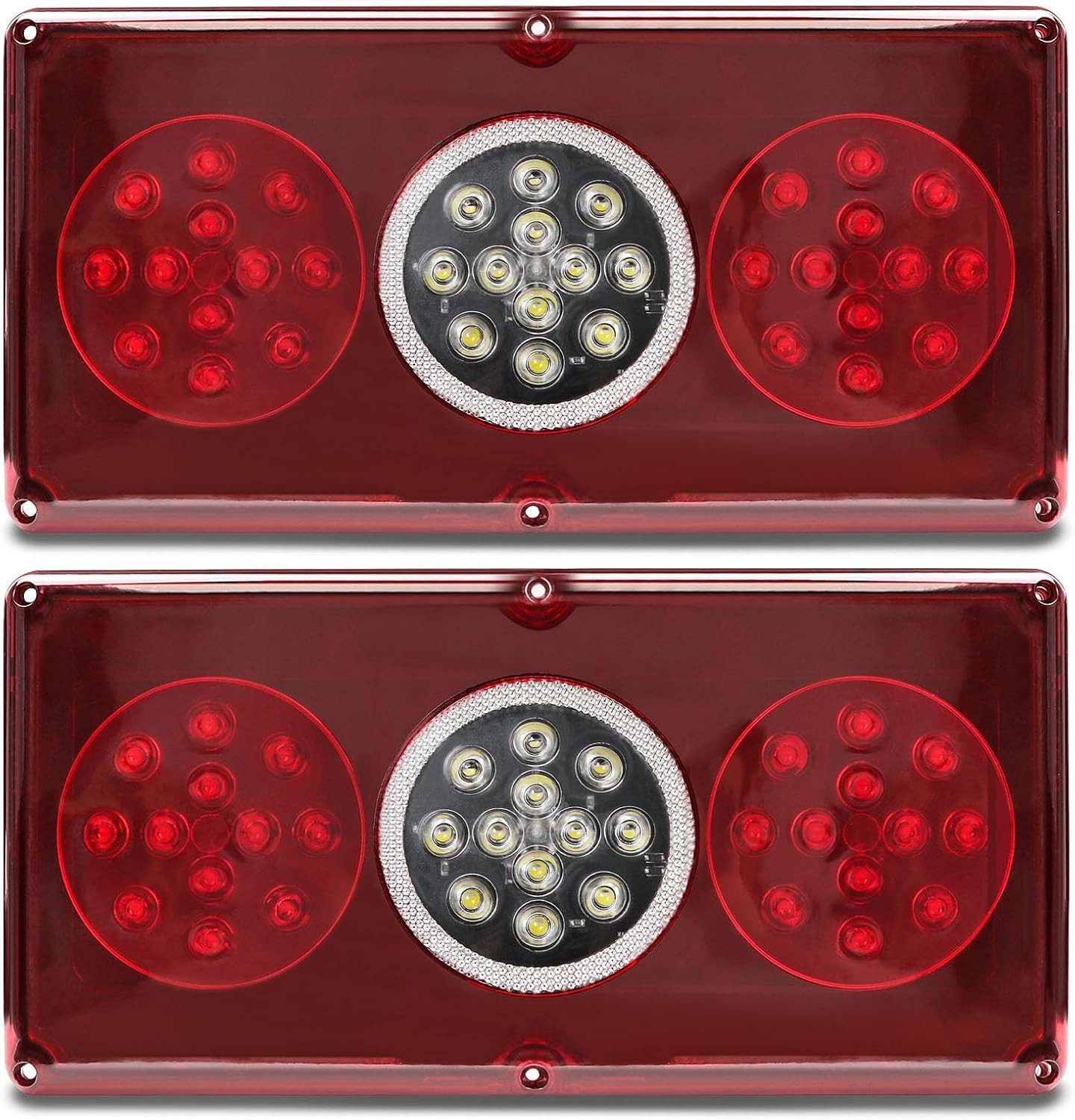 RV Tail Lights 36 Leds Triple Camper Trailer Light 2Pcs Rectangle Assembly