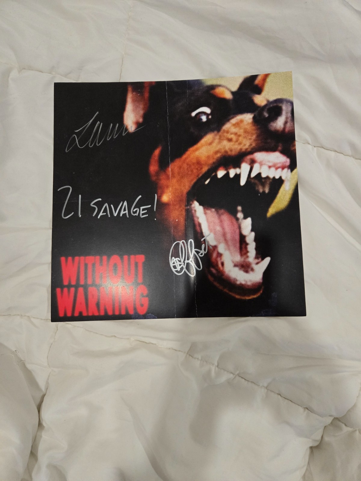 Without Warning Lithograph Hand Signed Offset 21 Savage Metro Boomin (Creased)