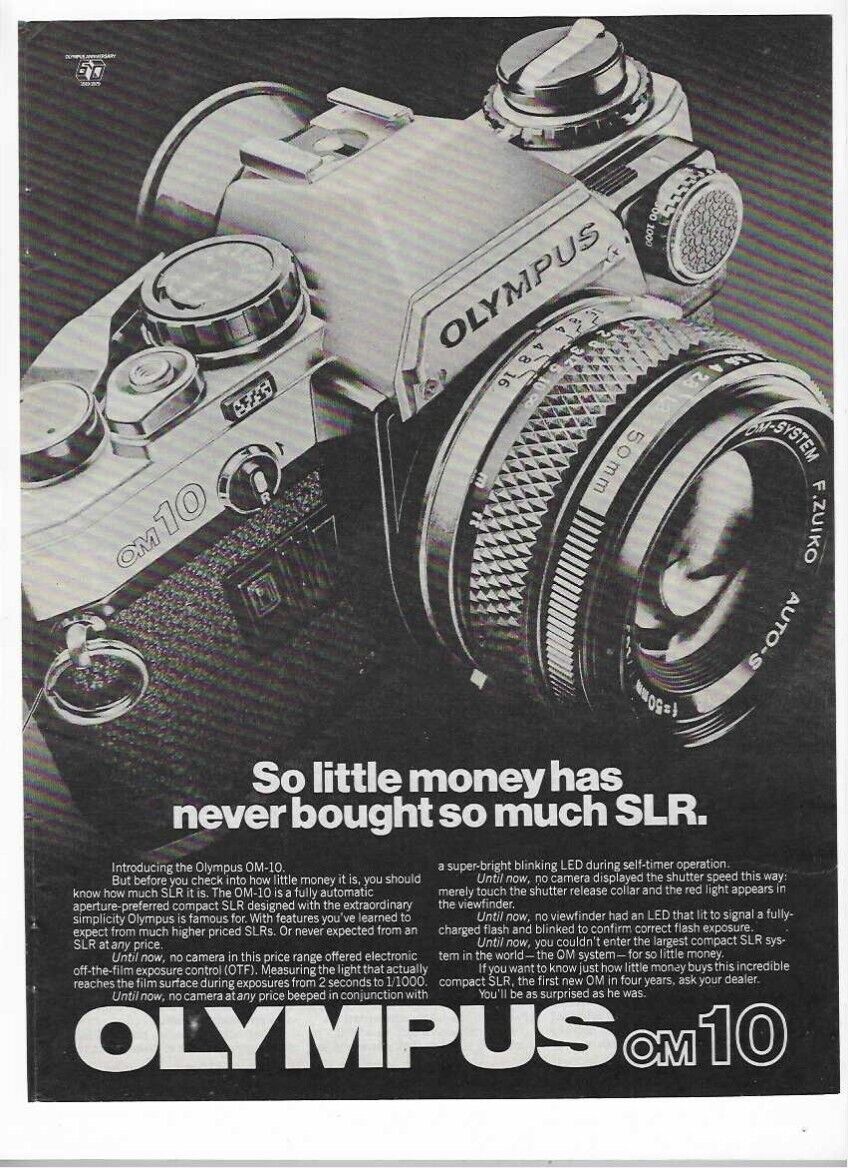 1979 Olympus OM-10 Camera Old Vintage Print Advertisement