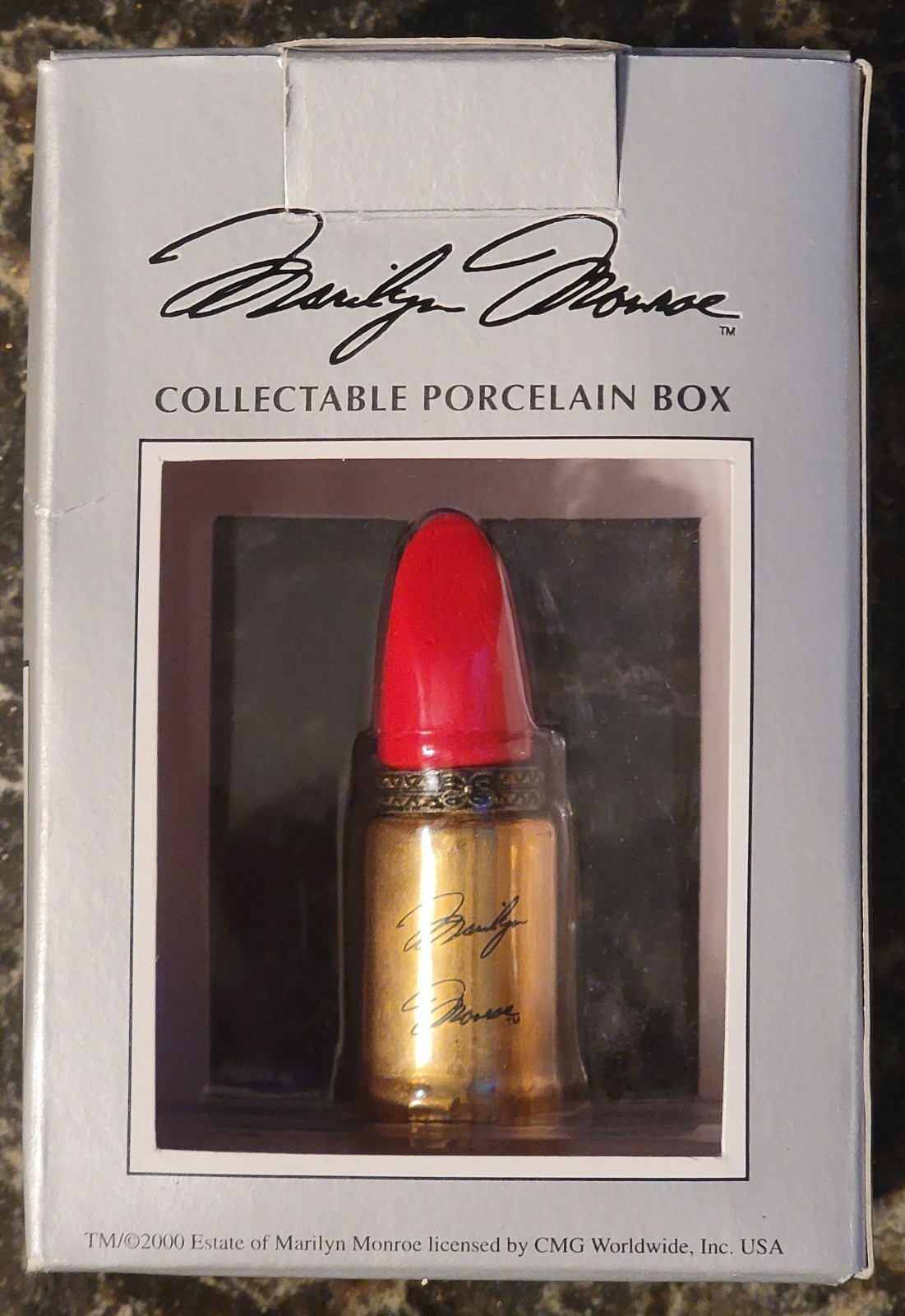 Vintage 2000 Marilyn Monroe Estate Red Lipstick Porcelain Hinged Trinket Box NOS Vintage 2000 Marilyn Monroe Estate Red Lipstick Porcelain Hinged Trinket Box NOS