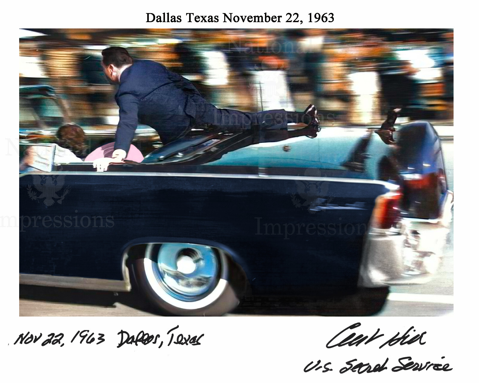 John F Kennedy assassination Clint Hill Signed REPRINT 8x10 Photo Colorized