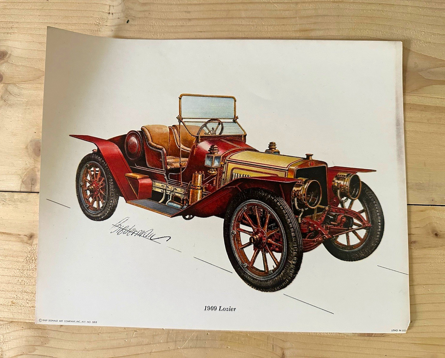 Vintage 1969 Donald Art Company 1909 Lozier car automobileautomotive art print Vintage 1969 Donald Art Company 1909 Lozier car automobileautomotive art print