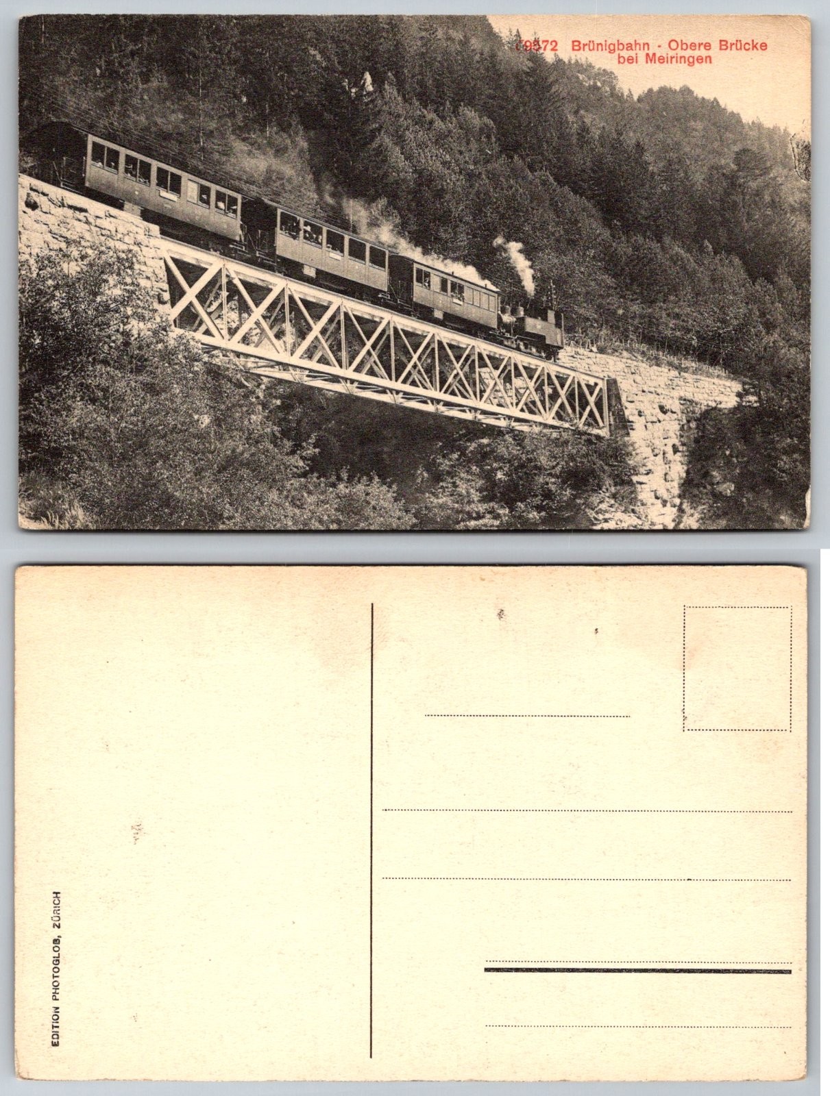 Standard Brünigbahn Obere Brücke Meiringen Switzerland Postcard