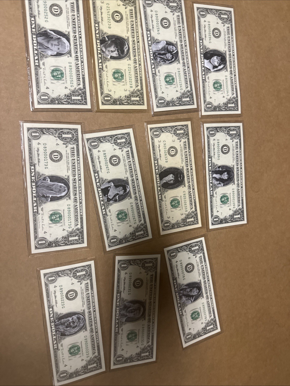SUPER RARE XENA (LUCY LAWLESS) REAL ONE DOLLAR BILL FROM 1995 Lot Of 11