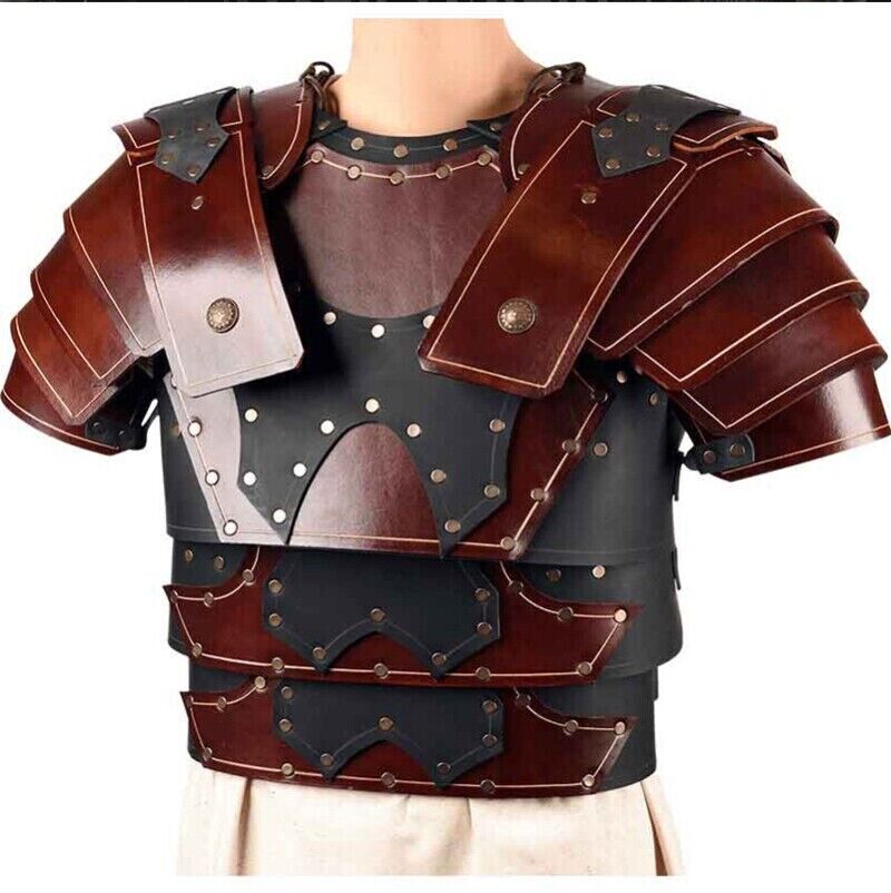 Medieval Rivet  Leather Splicing Chest Armor Vest Cosplay Knight Costume