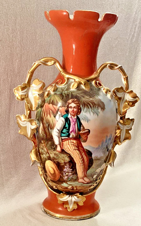 Antique Old Paris Style Porcelain Vase 17 Antique Old Paris Style Porcelain Vase 17