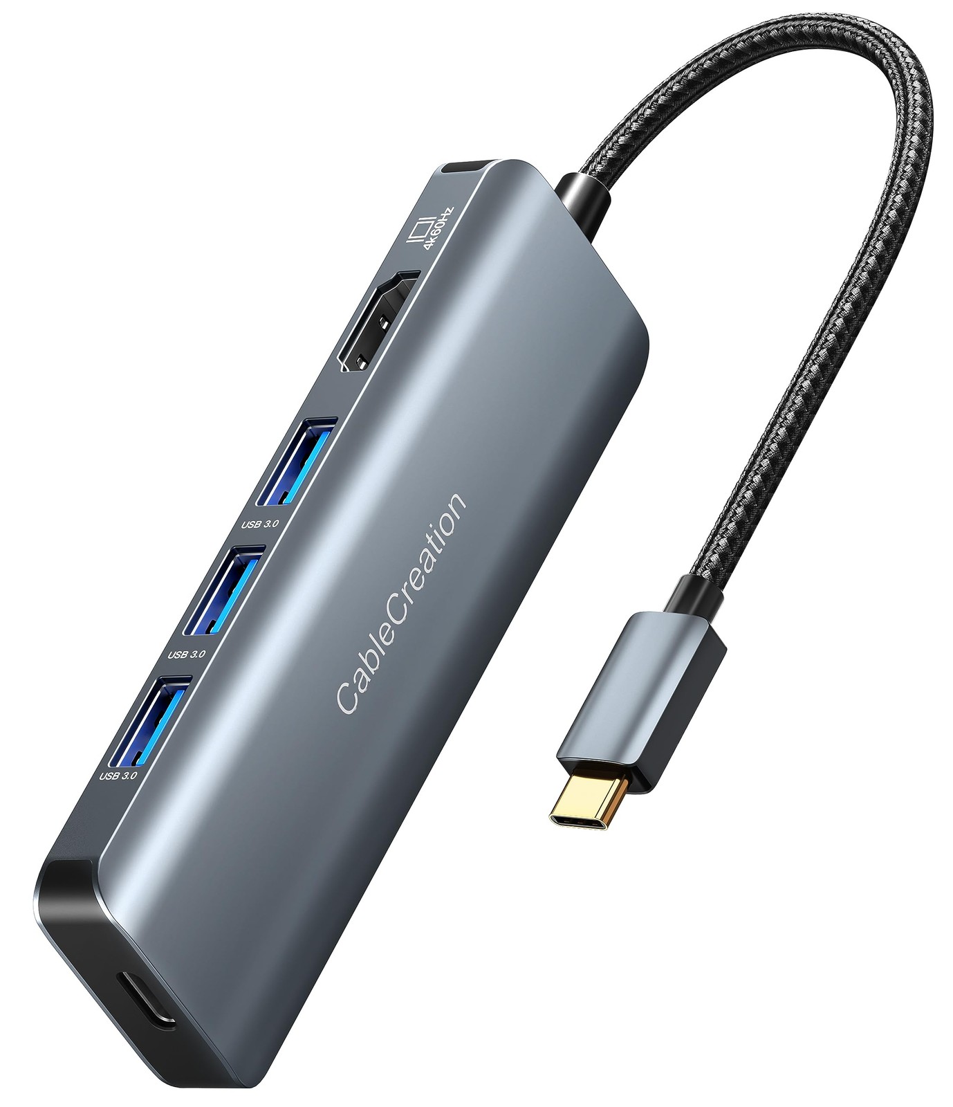 CableCreation 5-in-1 USB C Hub 8K HDMI 100W PD 3 USB 3.0 Ports Space Gray