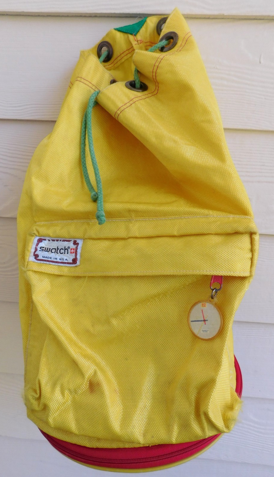 Swatch Watch Backpack Swiss Clock Face Expanding Bottom Duffel Bag Vintage *READ Swatch Watch Backpack Swiss Clock Face Expanding Bottom Duffel Bag Vintage *READ