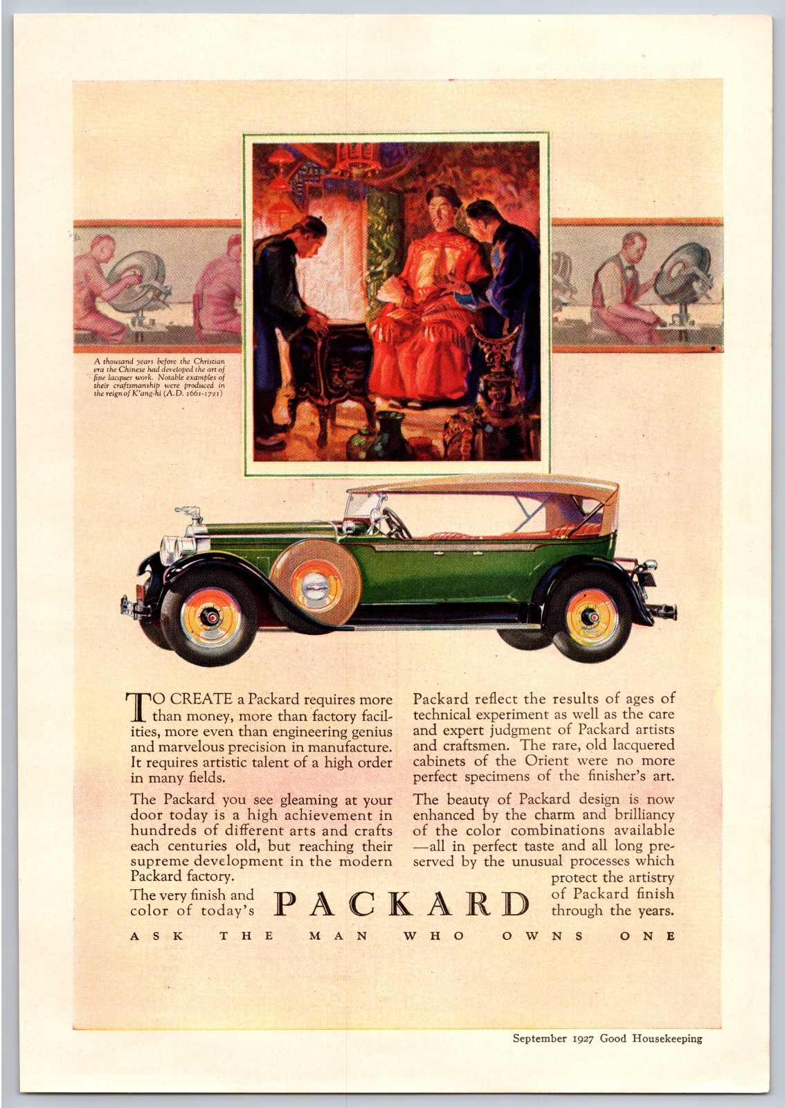 Vintage 1927, Packard, Chinese Nobel, Auto, Automobile, Car 20's Print Ad
