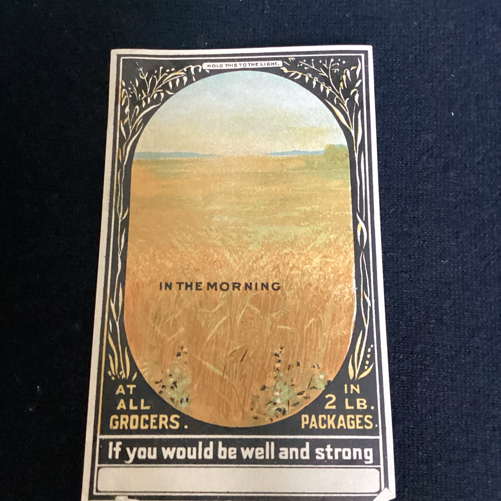 RARE HOLD TO LIGHT QUAKER OATS VICTORIAN TRADE CARD - See Pictures Vintage RARE HOLD TO LIGHT QUAKER OATS VICTORIAN TRADE CARD - See Pictures Vintage