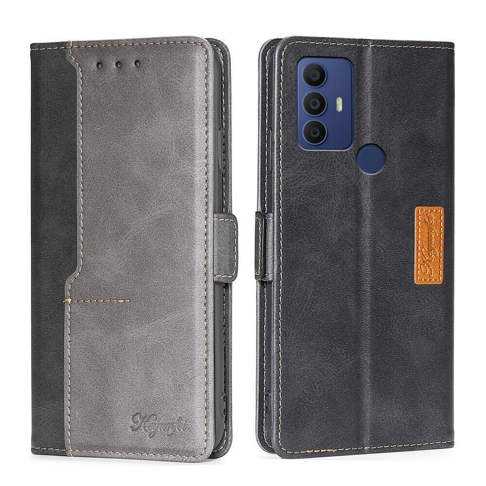 Splice Leather Wallet Case for TCL 20S 20L 40 XE 403 405 406 408 30XL 40R