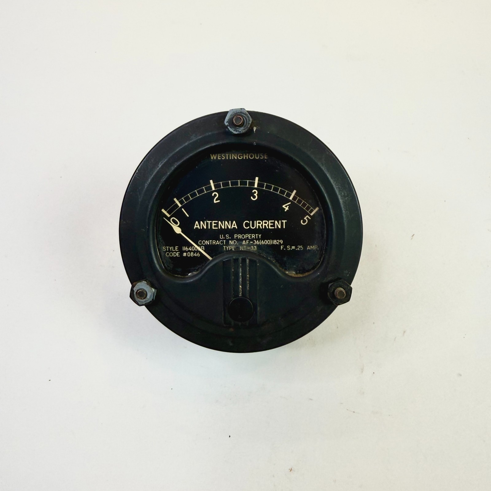 Vintage Westinghouse Antenna Current Meter U.S. Property USAF Military AF-36(600