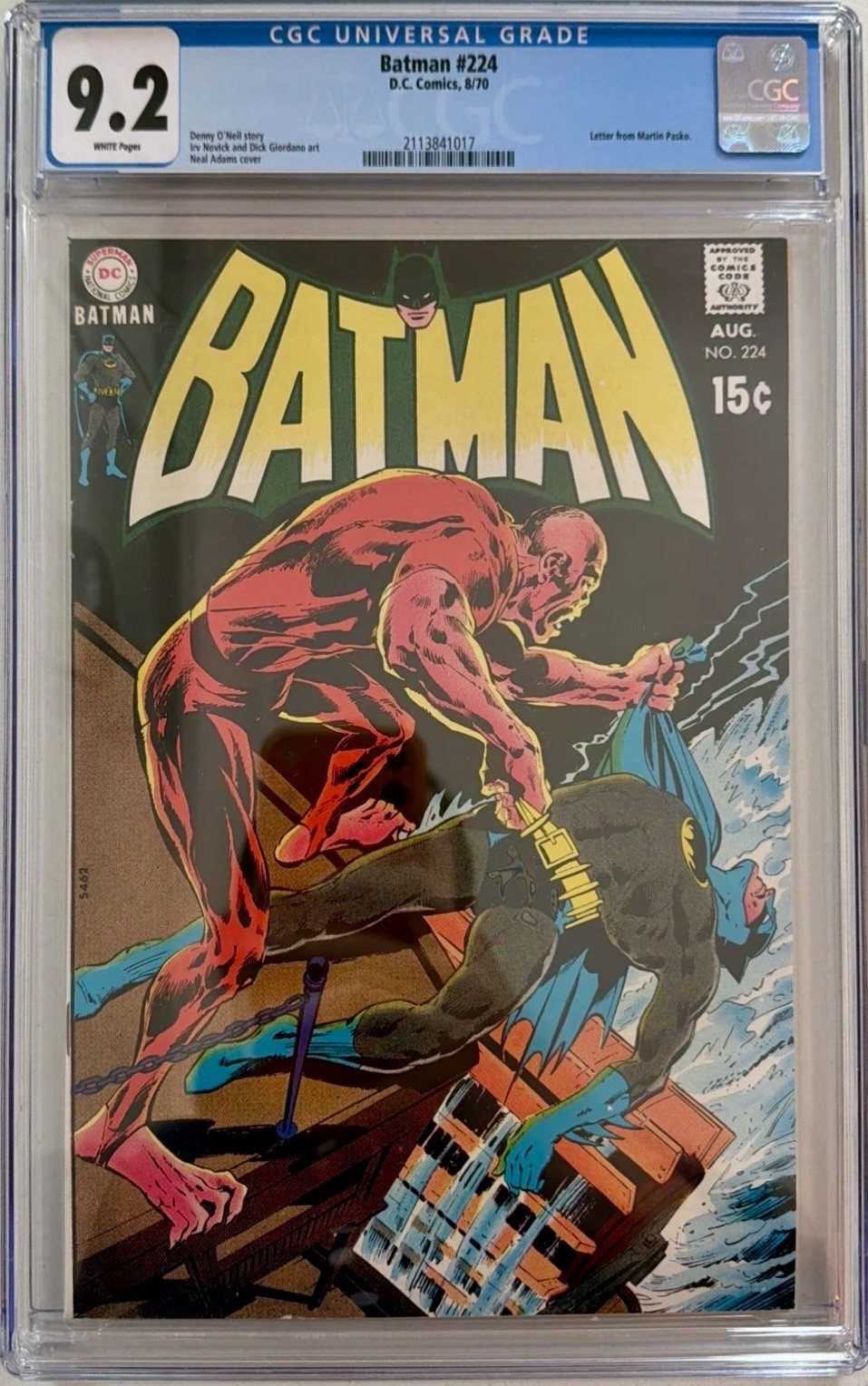 Batman #224 (Dc Comics 1970) CGC 9.2 Neal Adams Cover Bronze Age Key Issue Batman #224 (Dc Comics 1970) CGC 9.2 Neal Adams Cover Bronze Age Key Issue