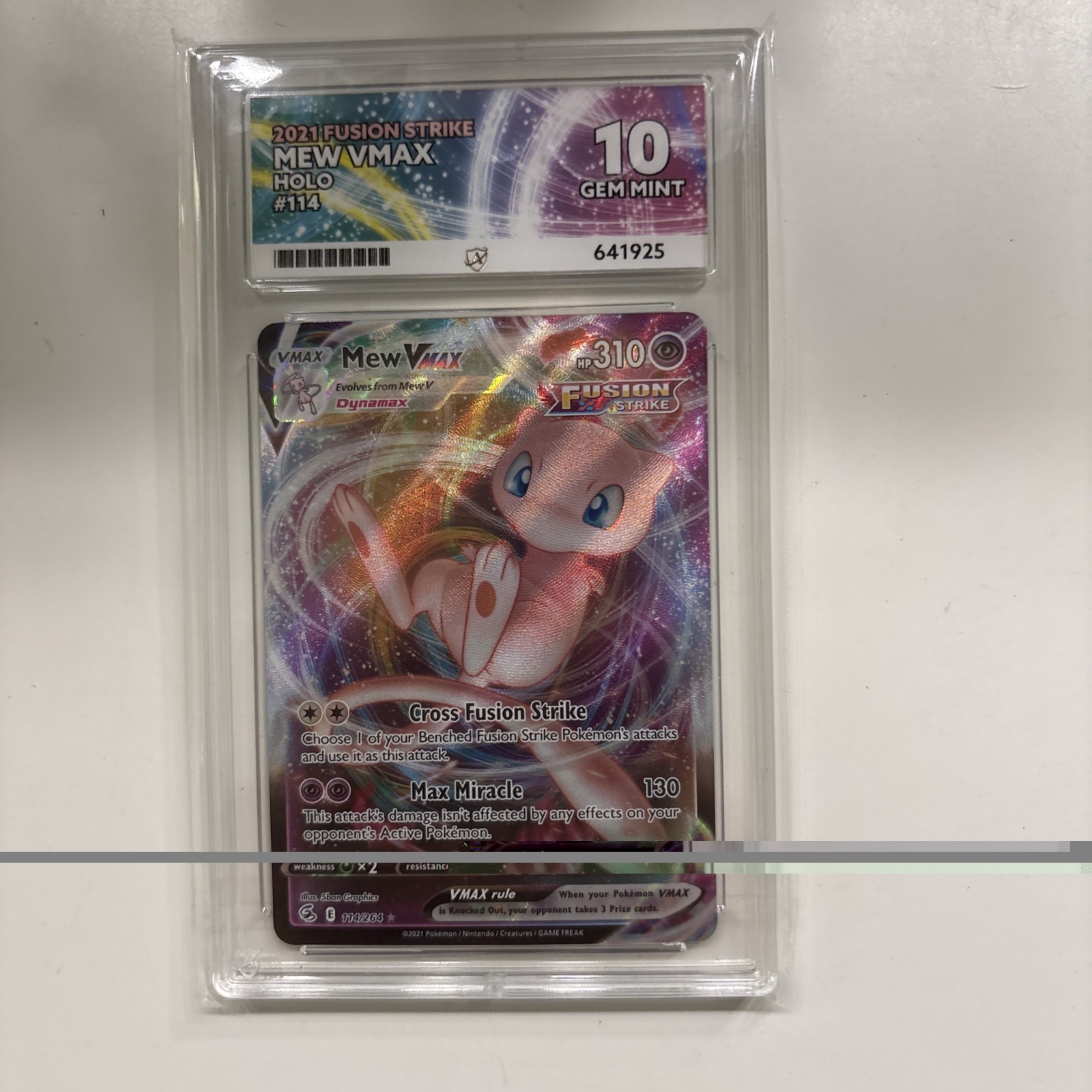 Mew VMAX 114/264 Fusion Strike Pokemon TCG - Ace Gem Mint 10 Mew VMAX 114/264 Fusion Strike Pokemon TCG - Ace Gem Mint 10