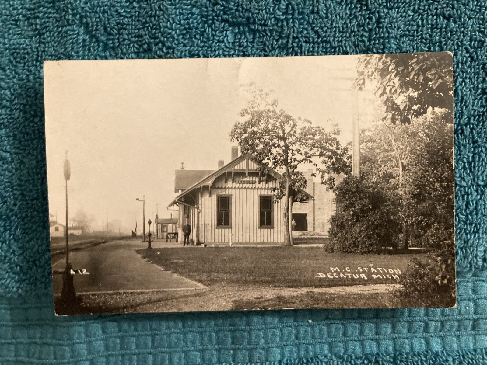 RPPC Decatur Michigan RR Train Depot Posted c1910 to Rockford Illinois