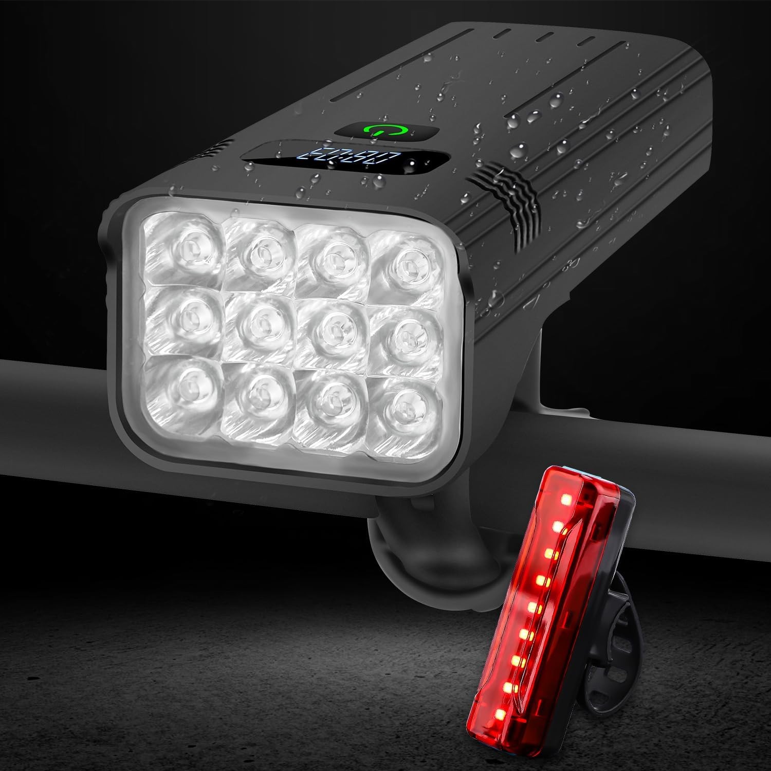 Kaslight Bicycle Lights 12-Pack, 10000 Lumens, Usb Type-C Rechargeable, 5 Modes_