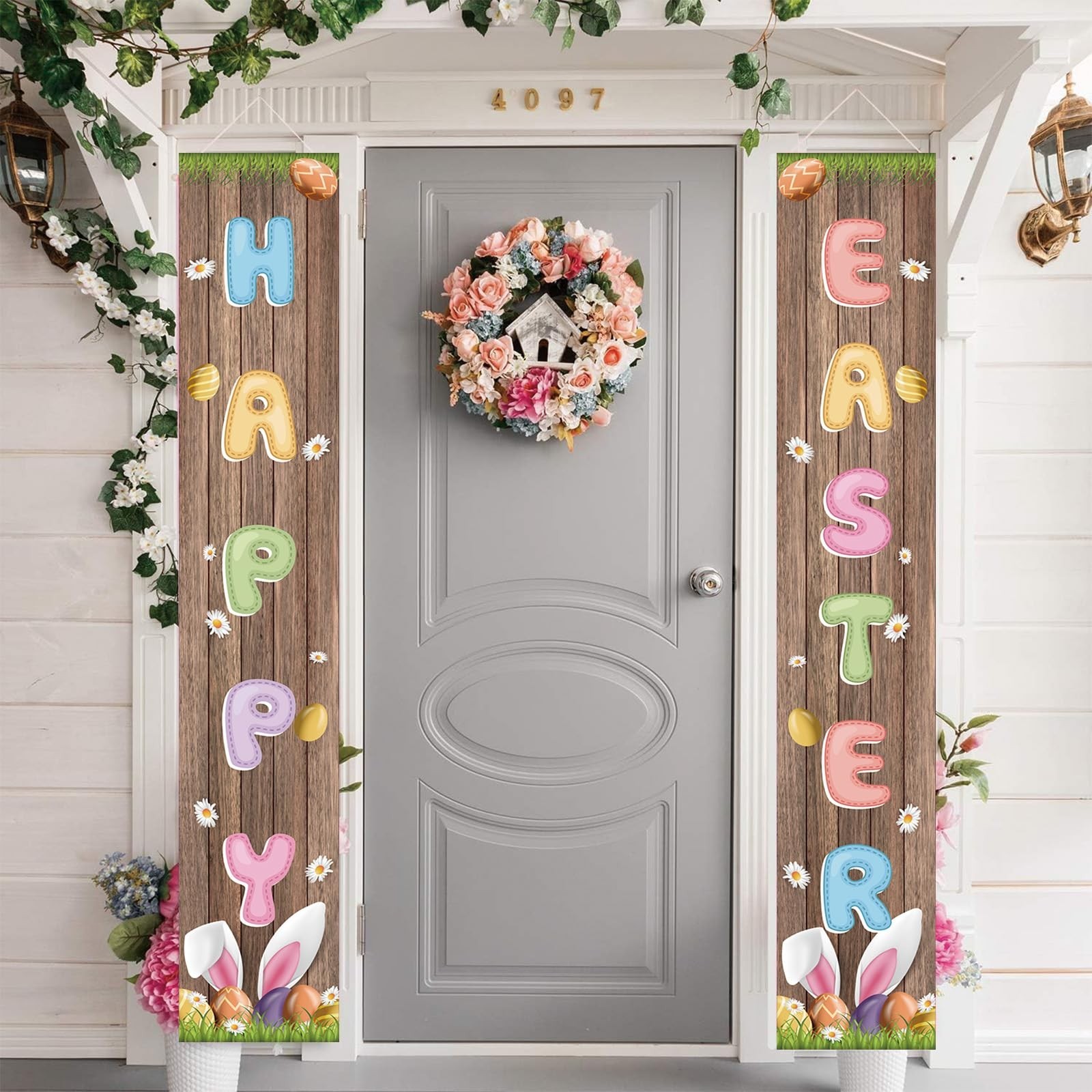 Jiudungs Easter Decorations Outdoor Happy Easter Porch Sign Banner Easter Dec... Jiudungs Easter Decorations Outdoor Happy Easter Porch Sign Banner Easter Dec...