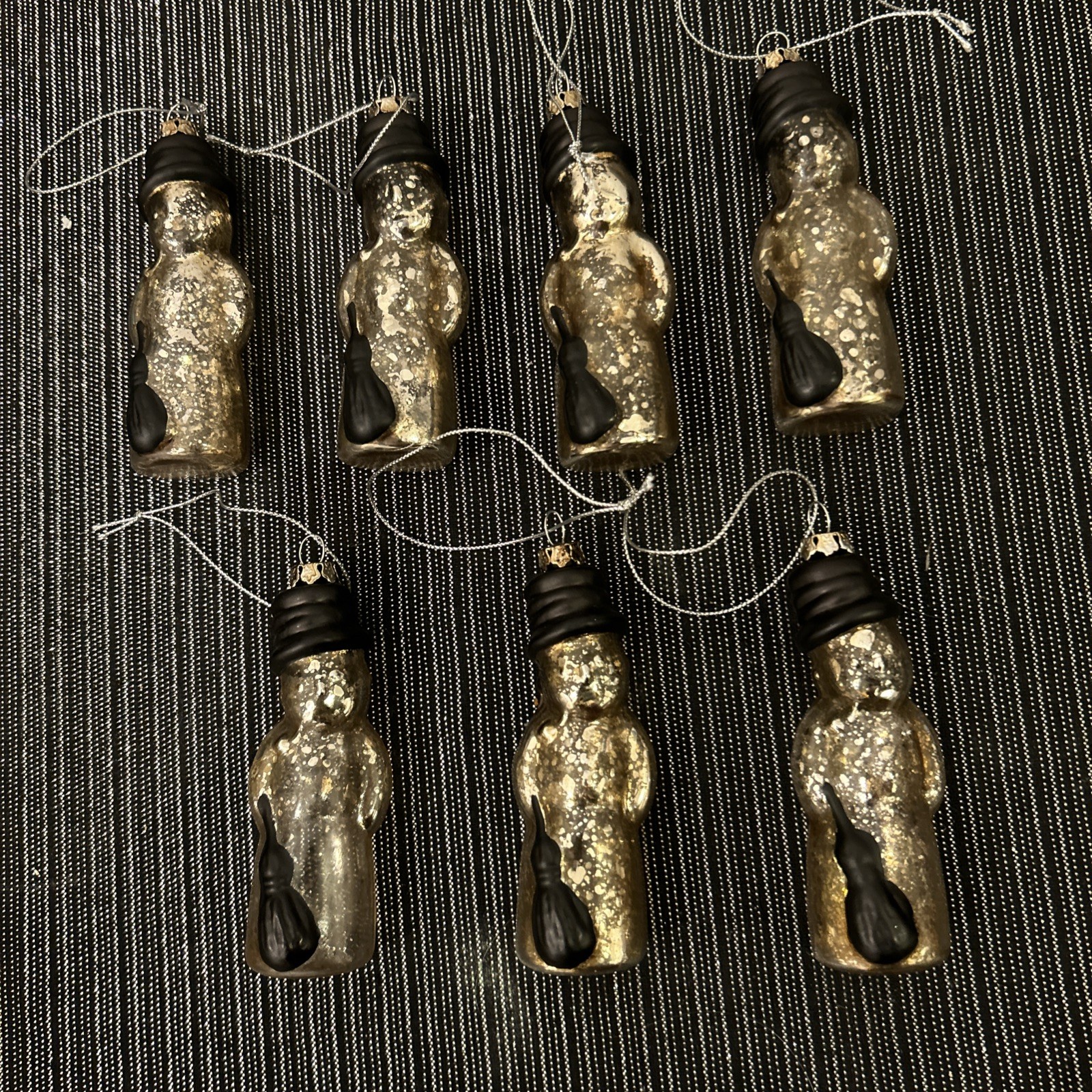 Vintage Mercury Glass Snowman Christmas Ornaments Lot 7 Black Hat and Broom Vintage Mercury Glass Snowman Christmas Ornaments Lot 7 Black Hat and Broom