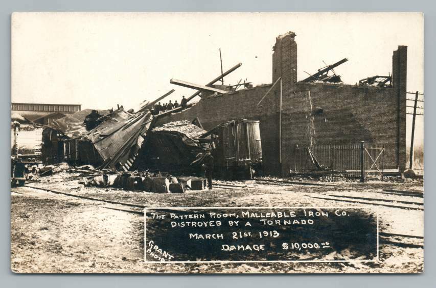 Malleable Iron Co. Tornado Disaster ALBION Michigan RPPC Photo March 21 1913